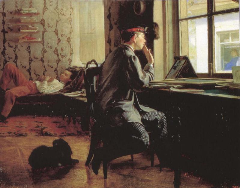 Ilya Repin Prepare of Exam China oil painting art